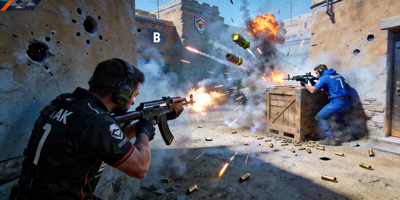 CS:GO Major锦标赛决赛瞬间 - 职业选手在荒漠迷城地图上激烈交火